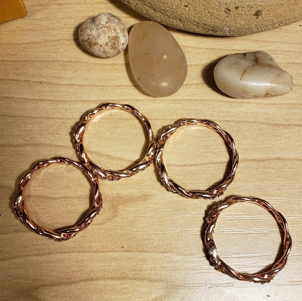 Rose gold and Crystals twist style bands